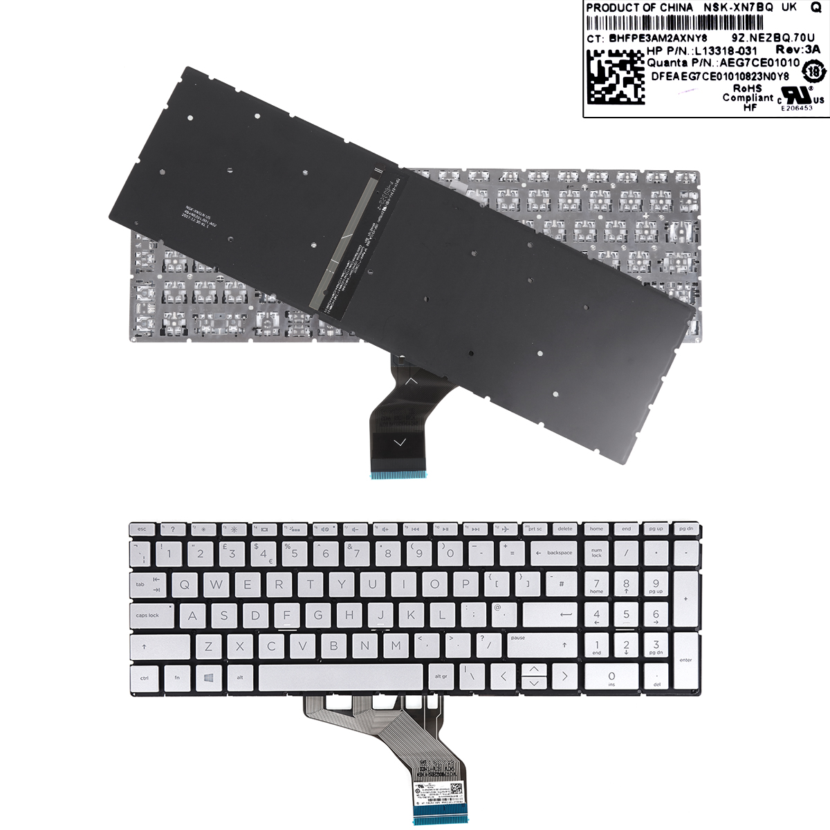 Picture of New Replacement Laptop Keyboard For HP 15-CS 15-CS0025CL 15-CW000 15-CW0027CA 15-CW1063WM SILVER(Backlit,win8) Uk Layout